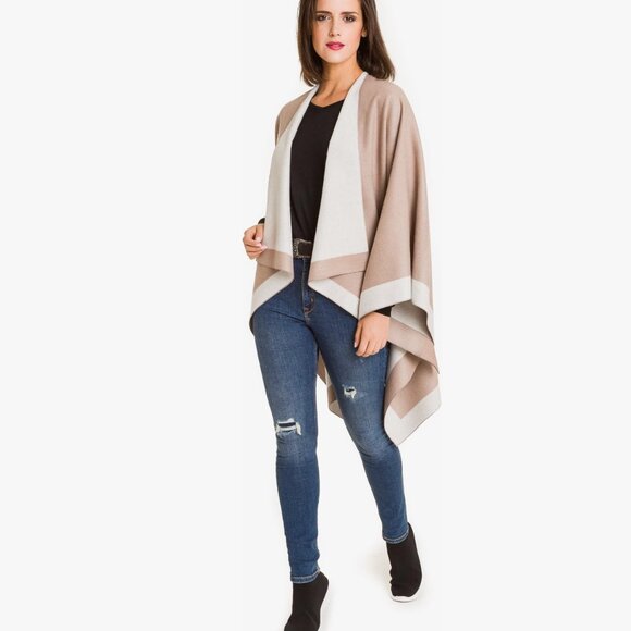 Women's Shawl Wrap Poncho Ruana Cape Cardigan Sweater Open Front for Travel Flig - Picture 7 of 8